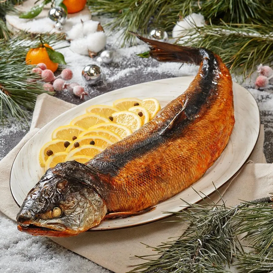 Кета фаршированная  рисом и овощами