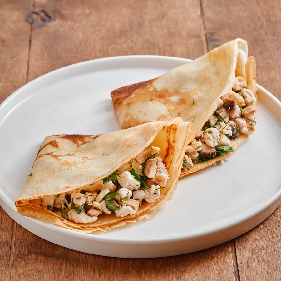 Блины с курицей и грибами