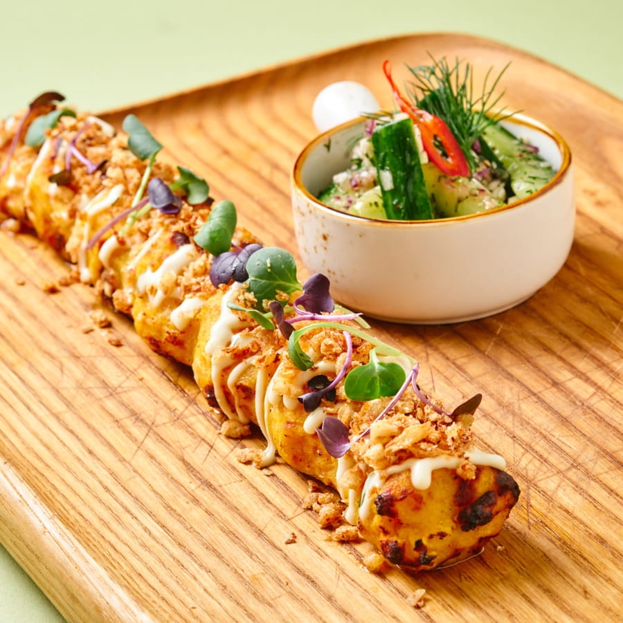 Картофельный люля  с маринованными огурчиками